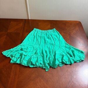 Cottagecore Fairycore Teal Green Tiered Ruffle Skirt Women's S Flowy Summer boho